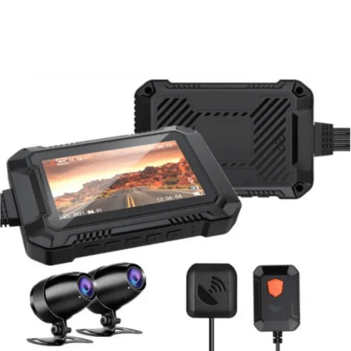 1080P Dashcam til Motorcykel med 3" IPS skærm - GPS, Wifi, Filmer foran og bagved - iHero - Dashcam test - Techii.dk